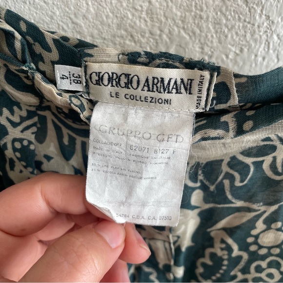 Vintage Giorgio Armani Linen Viscose Sheer Floral Pants - Picture 3 of 8